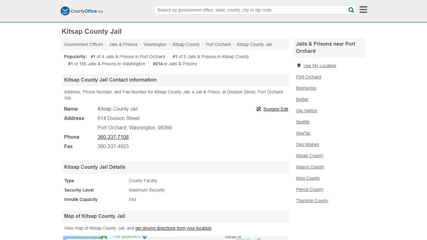 Kitsap County Jail - Port Orchard, WA (Address, Phone, and ...